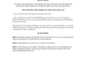 Quyết định 299/QĐ-VKSTC 2020 xem xét quyết định áp dụng biện pháp xử lý hành chính tại Tòa án