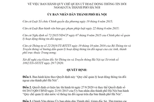 Quyết định 16/2020/QĐ-UBND Quy chế quản lý hoạt động thông tin đối ngoại của Hà Nội