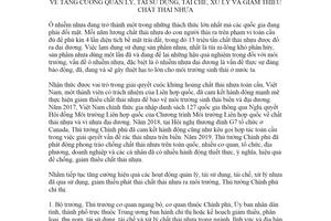 Chỉ thị 33/CT-TTg 2020 tăng cường quản lý tái sử dụng tái chế xử lý và giảm thiểu chất thải nhựa