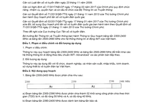 Thông tư 18/2020/TT-BTTTT Quy hoạch băng tần 2300-2400 MHz cho hệ thống thông tin di động IMT