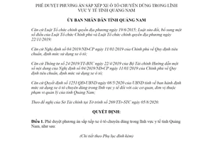 Quyết định 2235/QĐ-UBND 2020 phương án sắp xếp xe ô tô chuyên dùng trong y tế Quảng Nam