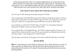 Quyết định 2940/QĐ-UBND 2020 công bố thủ tục hành chính về Đăng ký giao dịch bảo đảm Quảng Bình