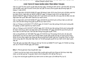 Quyết định 2004/QĐ-UBND 2020 thủ tục hành chính thuộc Công an tỉnh tại Hành chính công Bình Thuận