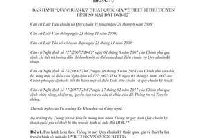 Thông tư 17/2020/TT-BTTTT Quy chuẩn kỹ thuật thiết bị thu truyền hình số mặt đất DVB-T2