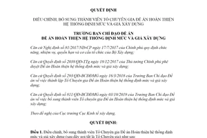 Quyết định 1111/QĐ-BCĐĐMG 2020 điều chỉnh thành viên Tổ Chuyên gia Đề án định mức và giá xây dựng