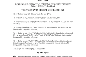 Quyết định 303/QĐ-VKSTC 2020 Quy chế đào tạo bồi dưỡng công chức viên chức ngành Kiểm sát nhân dân