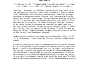 Thông báo 313/TB-VPCP 2020 Kết luận của Thủ tướng Chính phủ phòng chống dịch Covid19
