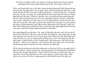 Chỉ thị 34/CT-TTg 2020 tăng cường quản lý sản xuất kinh doanh nước sạch bảo đảm cấp nước an toàn liên tục