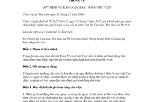 Thông tư 05/2020/TT-BVHTTDL đánh giá hoạt động thư viện