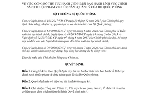 Quyết định 2650/QĐ-BQP 2020 công bố thủ tục hành thuộc Bộ Quốc phòng