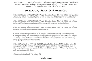 Quyết định 1868/QĐ-BTNMT 2020 Quy chế tiếp nhận thẩm định hồ sơ trả kết quả giải quyết thủ tục hành chính