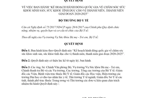 Quyết định 3781/QĐ-BYT 2020 chăm sóc sức khỏe sinh sản vị thành niên thanh niên giai đoạn 2020 2025