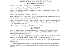 Quyết định 1321/QĐ-TTg 2020 lập Quy hoạch phát triển mạng lưới cơ sở báo chí phát thanh