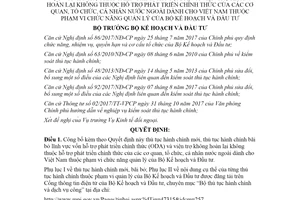 Quyết định 1327/QĐ-BKHĐT 2020 công bố thủ tục hành chính lĩnh vực vốn hỗ trợ phát triển chính thức