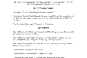 Quyết định 1326/QĐ-TTg 2020 phân công Chủ tịch Phó Chủ tịch Thường trực Ủy ban sông Mê Công