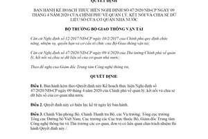 Quyết định 1706/QĐ-BGTVT 2020 Kế hoạch thực hiện quản lý kết nối chia sẻ dữ liệu số cơ quan nhà nước