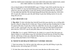 Kế hoạch 3763/KH-UBND 2020 Khung thời gian năm học 2020 2021 giáo dục mầm non Phú Thọ