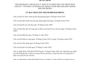 Quyết định 21/2020/QĐ-UBND Quy chế quản lý bảo vệ và phát huy giá trị di tích lịch sử Hải Phòng