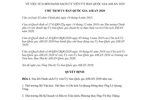 Quyết định 362/QĐ-UBQG2020 2020 sửa đổi Danh sách Ủy viên Ủy ban Quốc gia ASEAN
