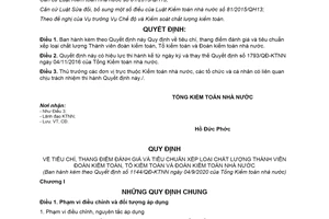 Quyết định 1144/QĐ-KTNN 2020 tiêu chí thang điểm đánh giá chất lượng Thành viên đoàn kiểm toán