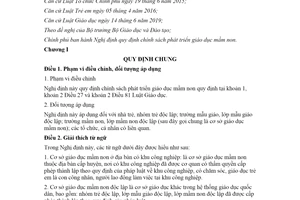 Nghị định 105/2020/NĐ-CP quy định chính sách phát triển giáo dục mầm non