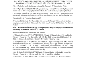 Thông tư 06/2020/TT-BVHTTDL bãi bỏ văn bản quy phạm pháp luật