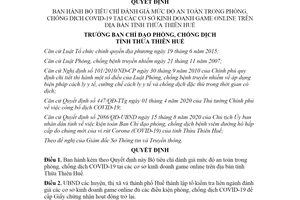 Quyết định 168/QĐ-BCĐ 2020 đánh giá mức độ an toàn phòng chống COVID 19 tại cơ sở game online Huế