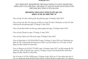 Nghị quyết 02/2020/NQ-HĐND mức hỗ trợ hoạt động của Ban Thanh tra nhân dân ở xã Tuyên Quang