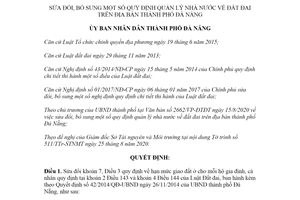 Quyết định 31/2020/QĐ-UBND sửa đổi quy định quản lý nhà nước về đất đai Đà Nẵng