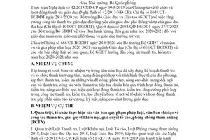 Công văn 3530/BGDĐT-TTr 2020 hướng dẫn công tác thanh tra kiểm tra năm học 2020 2021