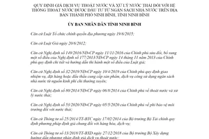 Quyết định 24/2020/QĐ-UBND giá dịch vụ thoát nước đối với hệ thống được đầu tư từ ngân sách Ninh Bình