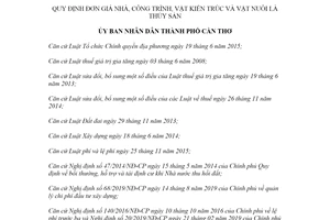 Quyết định 10/2020/QĐ-UBND đơn giá nhà công trình vật kiến trúc và vật nuôi là thủy sản Cần Thơ
