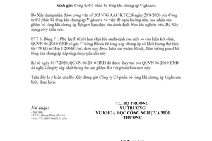 Công văn 4262/BXD-KHCN 2020 hướng dẫn bê tông khí chưng áp đạt giới hạn chịu lửa danh định