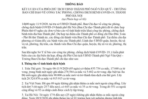 Thông báo 23/TB-BCĐ 2020 kết luận Phó Chủ tịch công tác phòng chống COVID 19 Hà Nội