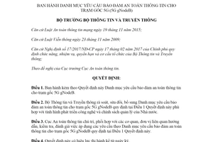 Quyết định 1569/QĐ-BTTTT 2020 Danh mục yêu cầu bảo đảm an toàn thông tin cho trạm gốc 5G