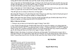 Thông tư 25/2020/TT-BTTTT ban hành Quy chuẩn kỹ thuật thiết bị VHF dùng cho di động hàng hải