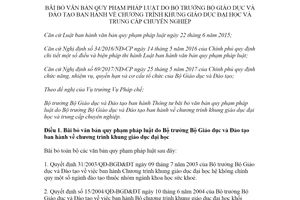 Thông tư 30/2020/TT-BGDĐT bãi bỏ văn bản pháp luật về chương trình khung giáo dục đại học