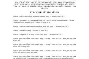 Quyết định 16/2020/QĐ-UBND sửa đổi Quyết định 01/2020/QĐ-UBND điều chỉnh giá đất Yên Bái