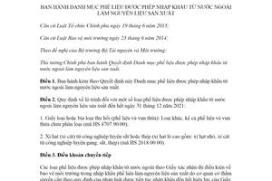 Quyết định 28/2020/QĐ-TTg Danh mục phế liệu được nhập khẩu từ nước ngoài làm nguyên liệu sản xuất