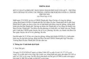 Thông báo 25/TB-BCĐ 2020 kết luận Phó Chủ tịch công tác phòng chống COVID-19 Hà Nội Phiên họp 65