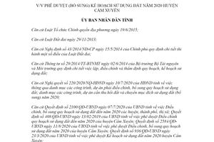 Quyết định 3056/QĐ-UBND 2020 phê duyệt bổ sung kế hoạch sử dụng đất Cẩm Xuyên Hà Tĩnh