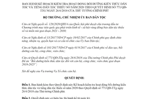 Quyết định 525/QĐ-UBDT 2020 Kế hoạch kiểm tra hoạt động bồi dưỡng kiến thức dân tộc