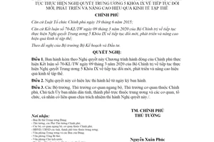 Nghị quyết 134/NQ-CP 2020 Chương trình hành động thực hiện Kết luận 70-KL/TW