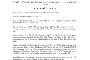 Quyết định 3126/QĐ-UBND 2020 phê duyệt bổ sung kế hoạch sử dụng đất Lộc Hà tỉnh Hà Tĩnh