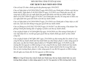 Quyết định 1337/QĐ-UBND 2020 công bố thủ tục hành chính môi trường Sở Tài nguyên Tuyên Quang