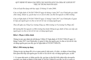 Thông tư 10/2020/TT-BTNMT báo cáo tiếp cận nguồn gen chia sẻ lợi ích từ việc sử dụng nguồn gen