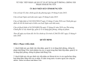 Quyết định 27/2020/QĐ-UBND quản lý và sử dụng Quỹ phòng chống tội phạm tỉnh Hưng Yên