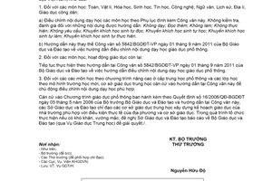 Công văn 3280/BGDĐT-GDTrH 2020 hướng dẫn điều chỉnh nội dạy học cấp trung học cơ sở