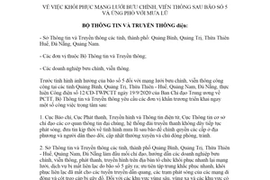 Công điện 07/CĐ-BTTTT 2020 khôi phục mạng lưới bưu chính viễn thông sau bão số 5