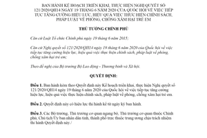 Quyết định 1472/QĐ-TTg 2020 triển khai Nghị quyết 121/2020/QH14